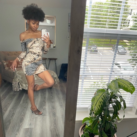 Animal Print Offshoulder Mini Dress - Picture 8 of 10